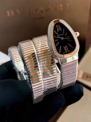Inspired By Bvlagri Rose-Gold Stainless Steel Diamond Serpenti Tubogas Womens Watch