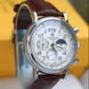 Mens Watch-Fashion Moon Phase Watch with Leather Strap