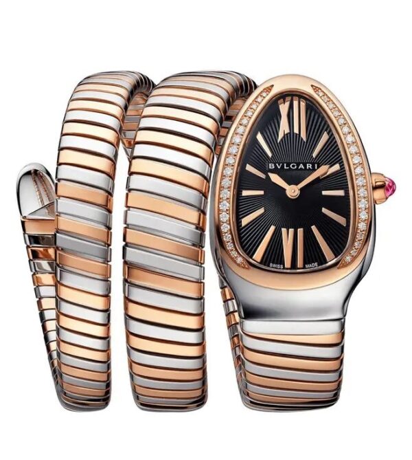Inspired By Bvlagri Rose-Gold Stainless Steel Diamond Serpenti Tubogas Womens Watch
