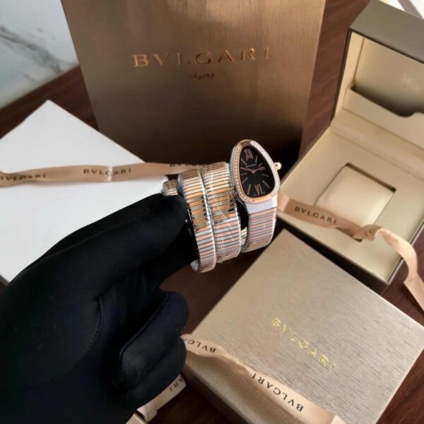Inspired By Bvlagri Rose-Gold Stainless Steel Diamond Serpenti Tubogas Womens Watch