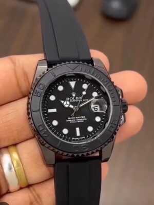 Inspired By Rolex Men's Quartz Watch - Yacht Master Style - Black Combination